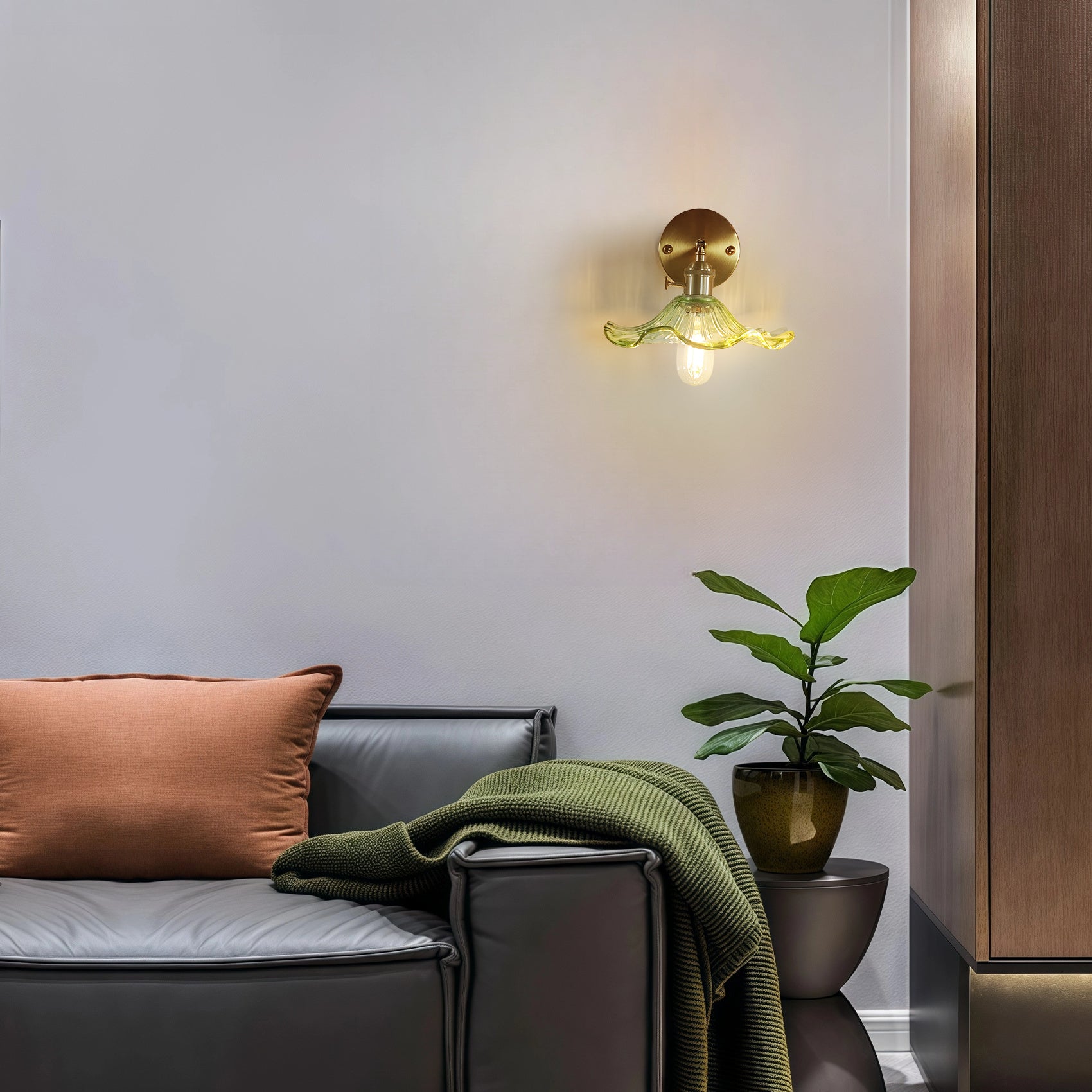 Nordic Glass Wall Sconce | Curved Shade Vintage Wall Light