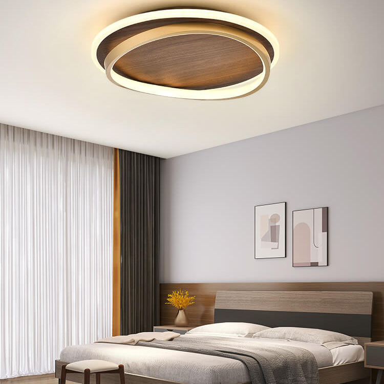 LED Ceiling Light | Nordic Minimalist Walnut Grain Flush Mount