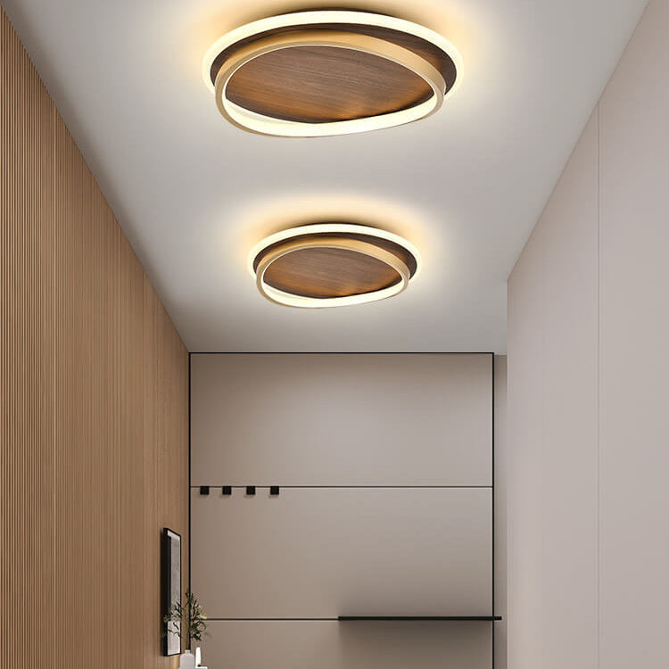 LED Ceiling Light | Nordic Minimalist Walnut Grain Flush Mount