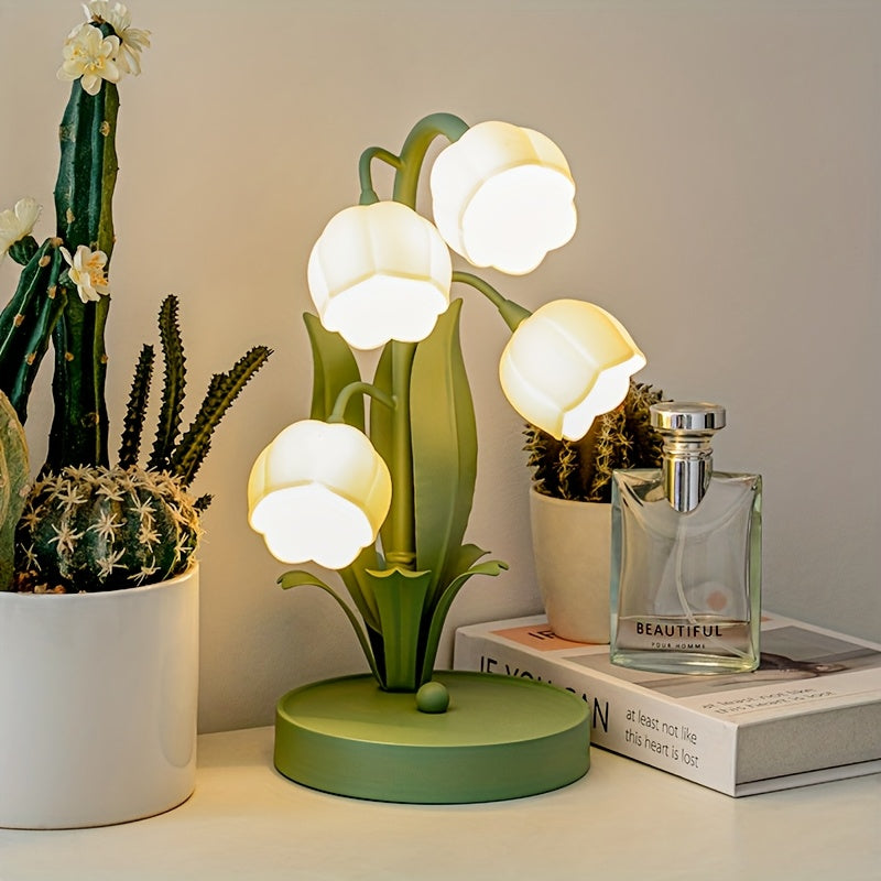 Elegant Floral Table Lamp | Flower Shade & Warm White Light