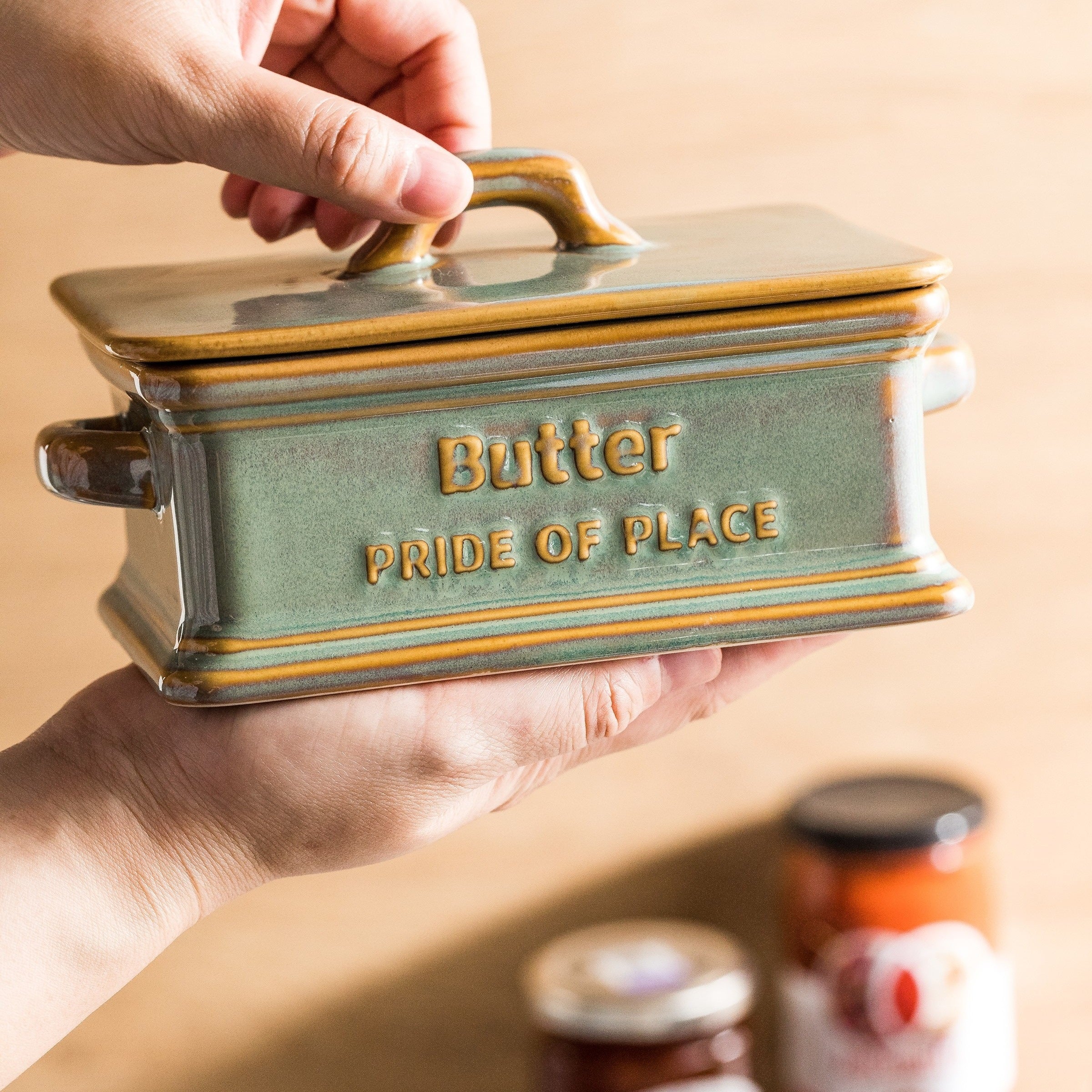 Pride of Place Ceramic Butter Dish | Farmhouse Butter Keeper with Lid