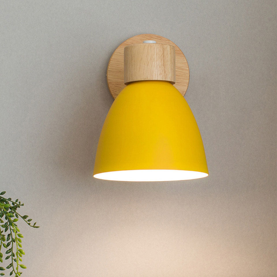 Modern Macaron Wall Light | Iron & Wood Wall Sconce
