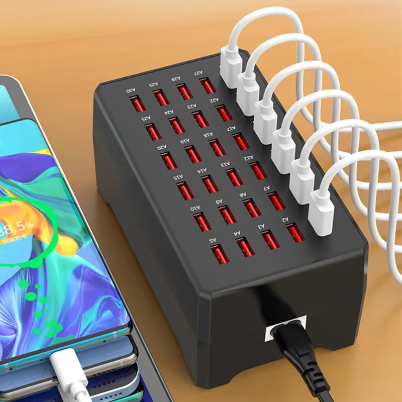 USB Charging Station | 30-Port Desktop Charger