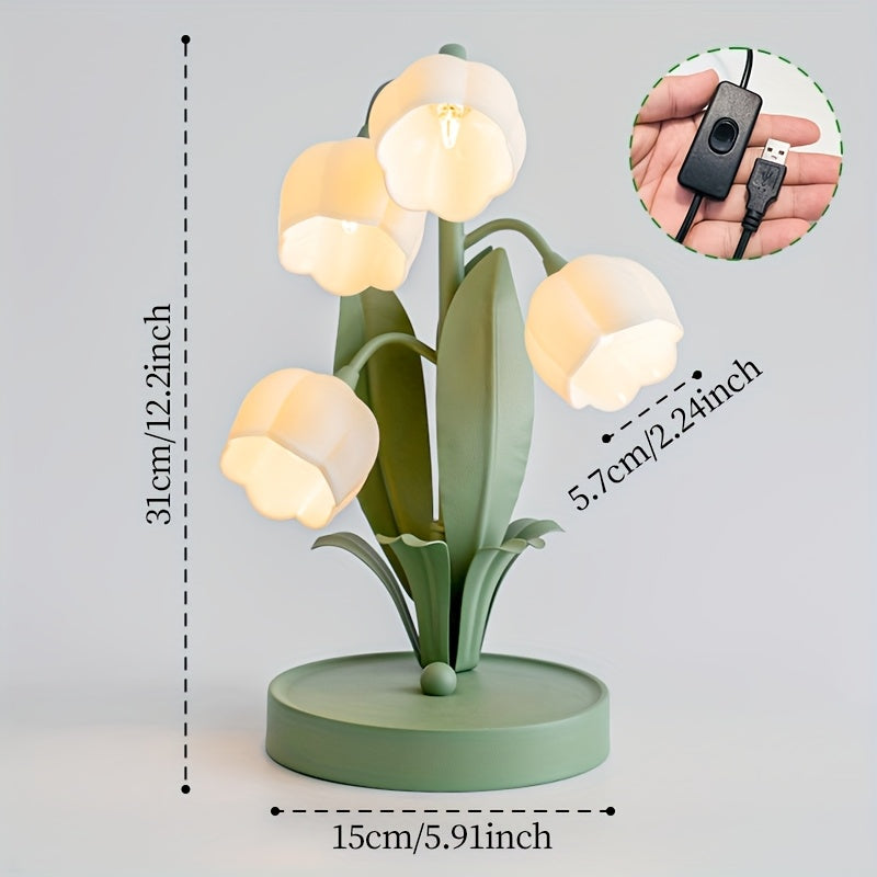 Elegant Floral Table Lamp | Flower Shade & Warm White Light