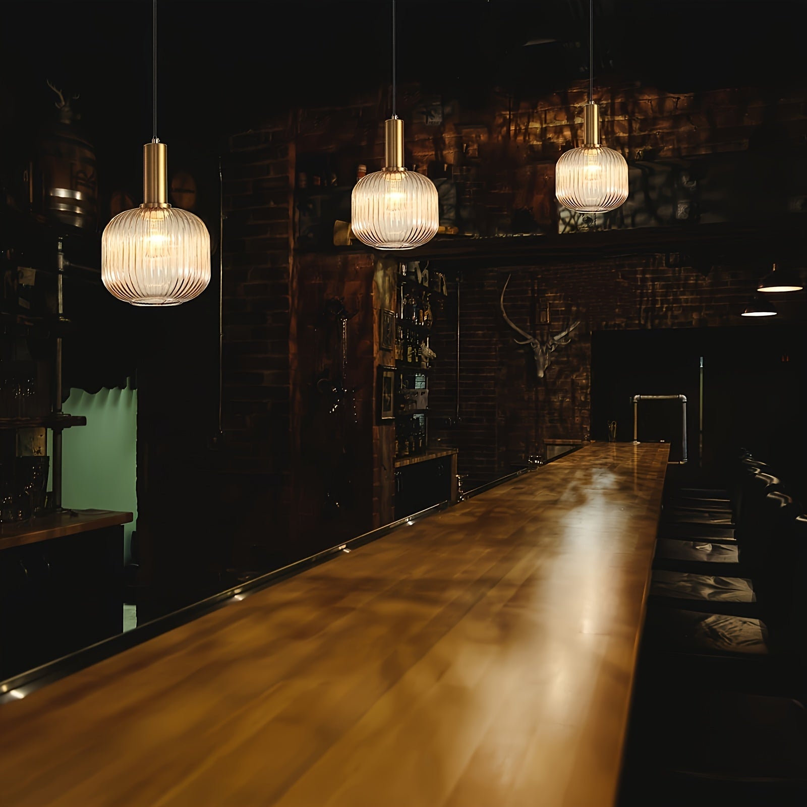 Modern Farmhouse Glass Pendant Light | Golden Finish | Kitchen Island Lighting