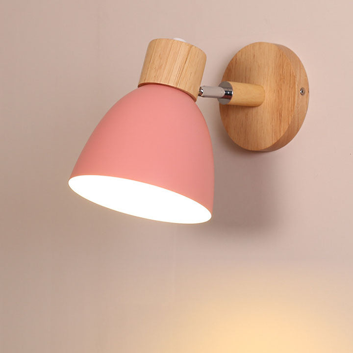 Modern Macaron Wall Light | Iron & Wood Wall Sconce