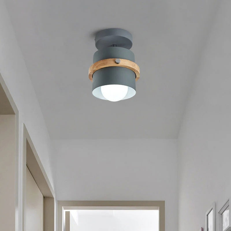 Rotating Ceiling Light | Layered Wood And Metal Style
