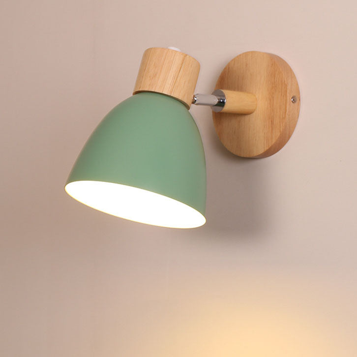 Modern Macaron Wall Light | Iron & Wood Wall Sconce