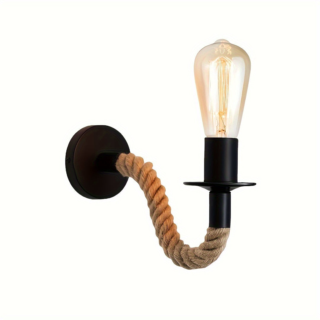 Vintage Rope Wall Light | Industrial-Style E27 Wall Sconce