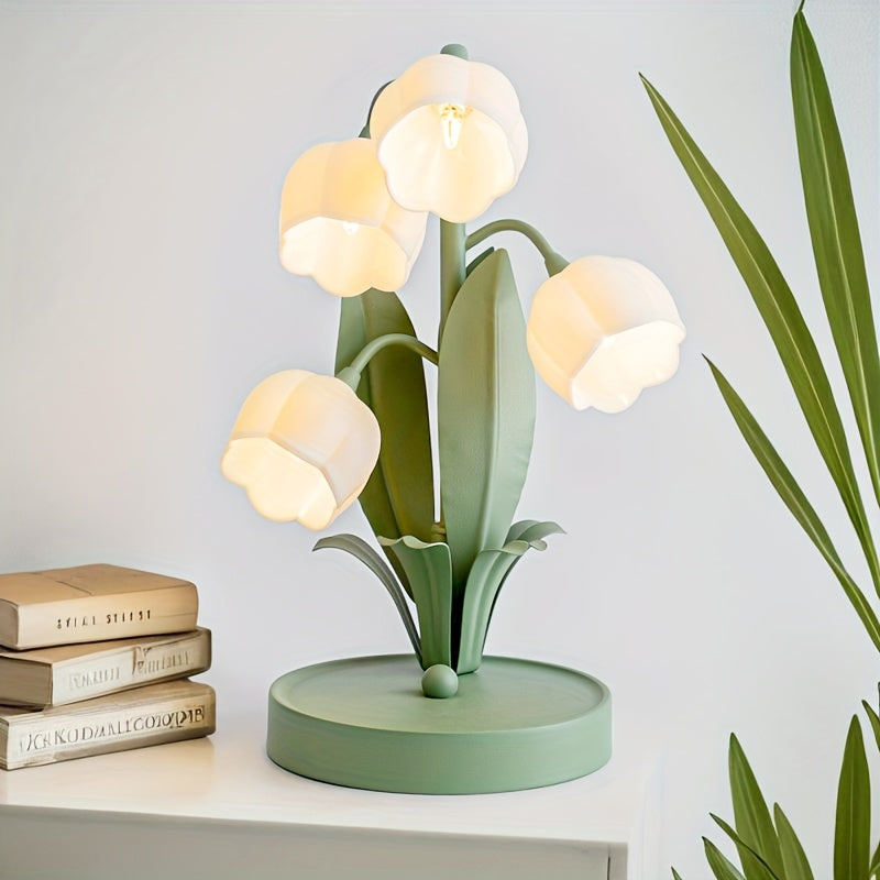Elegant Floral Table Lamp | Flower Shade & Warm White Light