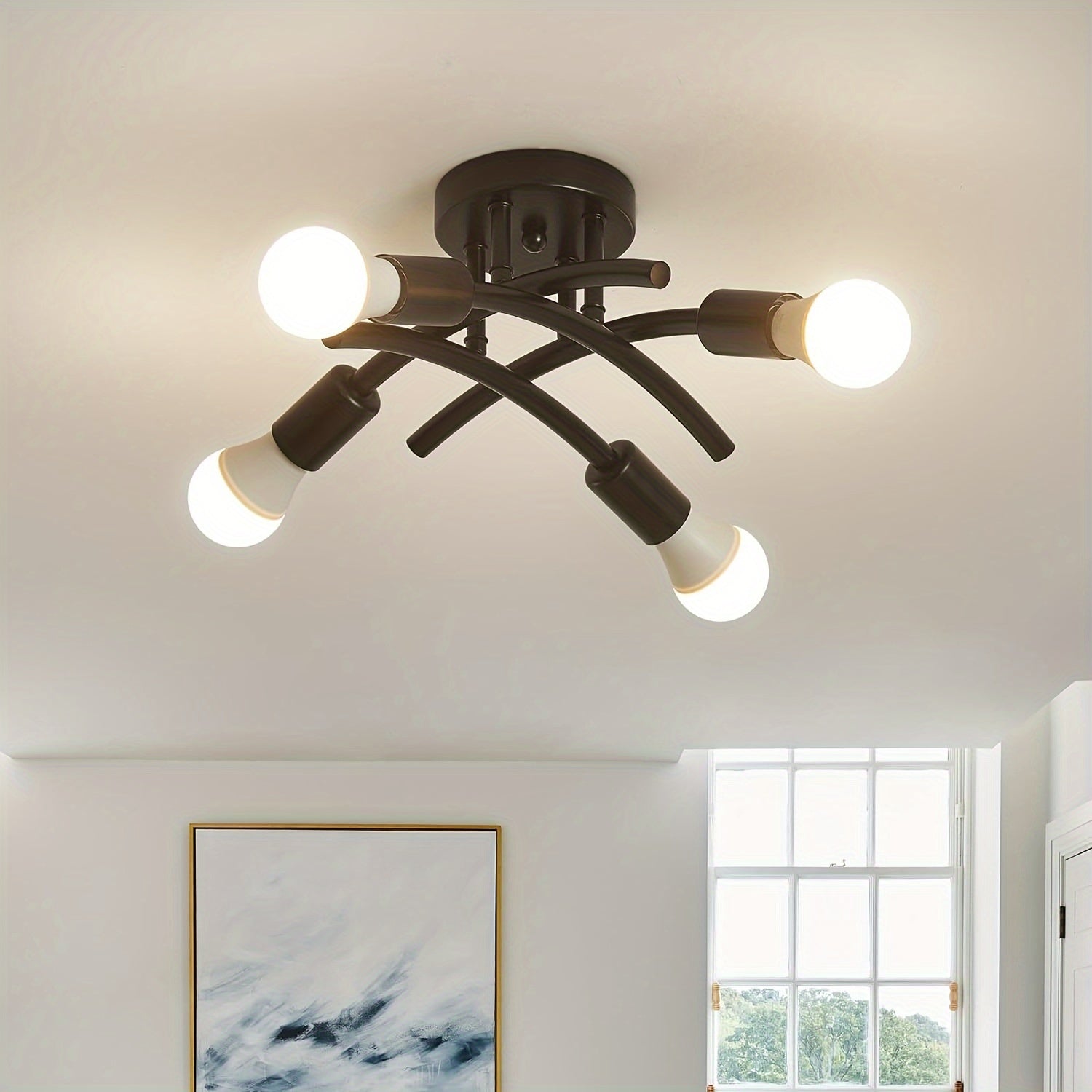 4-Light Industrial Ceiling Light | Modern Semi Flush Mount Fixture