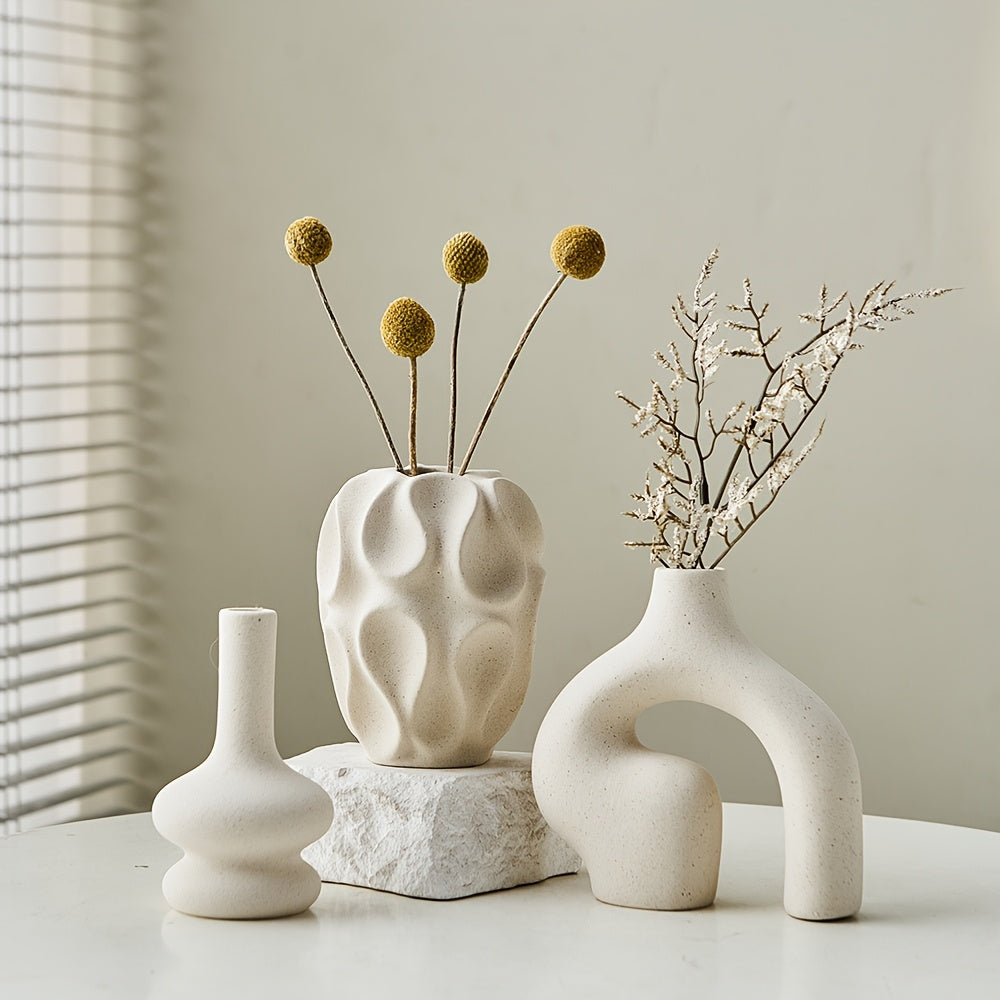 3pcs Boho Ceramic Vase Set | Modern Nordic Minimalist Home Décor