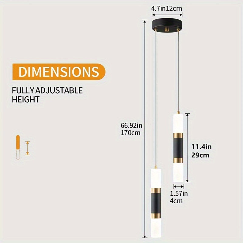 Modern Black & Gold Mini Pendant Light | 2-Light & 3-Light Dimmable LED Fixtures