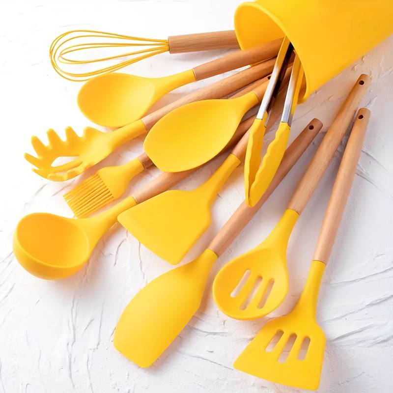Kitchen Utensil Set | 12-Piece Silicone and Wood