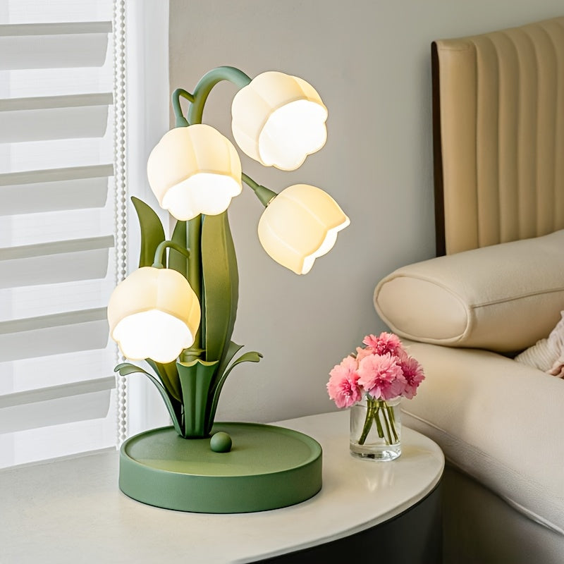 Elegant Floral Table Lamp | Flower Shade & Warm White Light