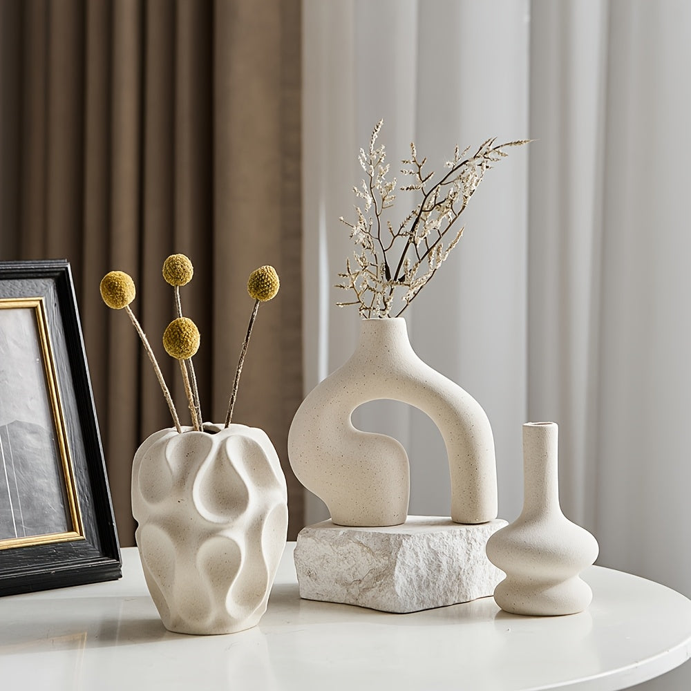 3pcs Boho Ceramic Vase Set | Modern Nordic Minimalist Home Décor