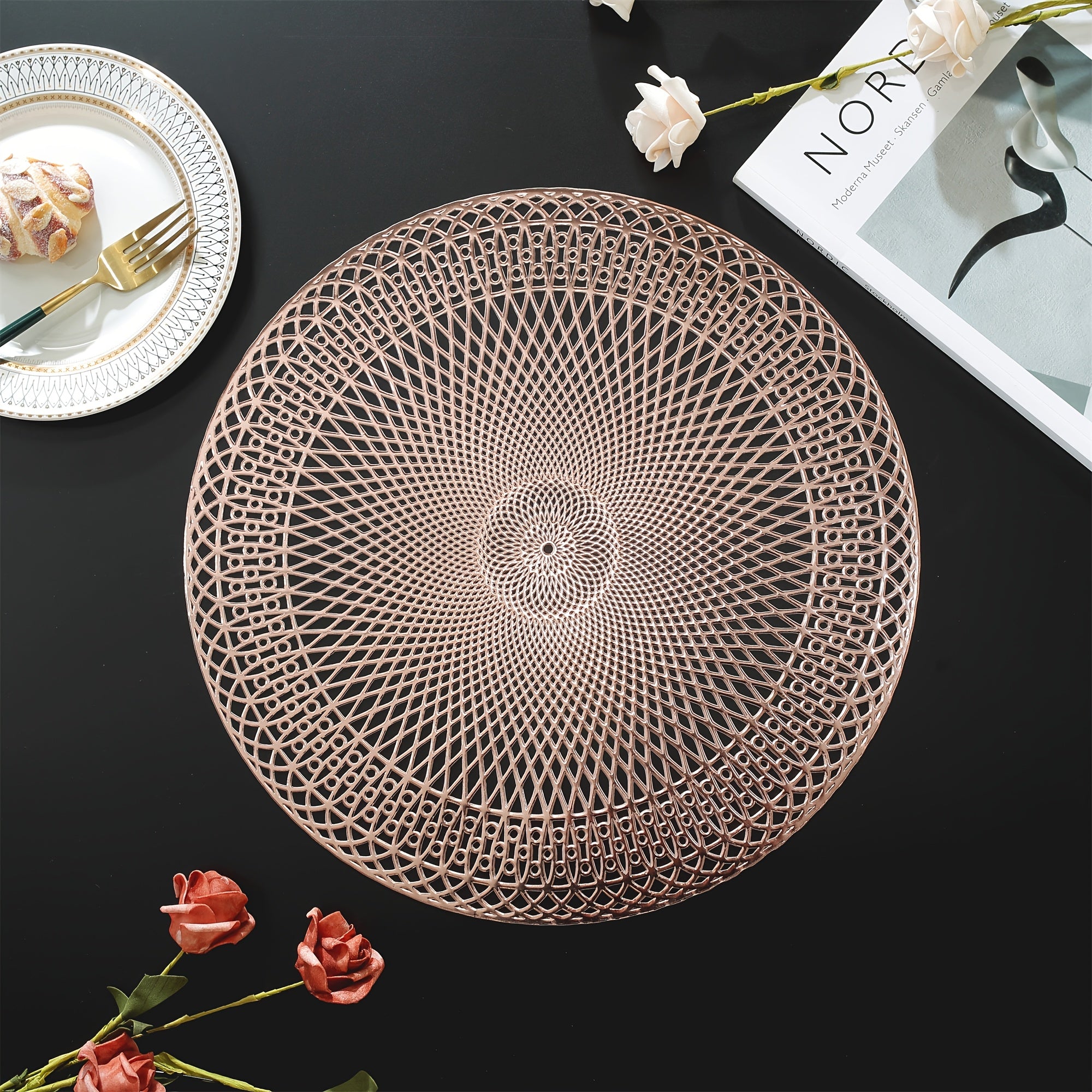 Round Geometric PVC Placemats | Heat-Resistant & Elegant Table Protection
