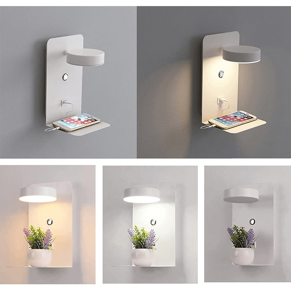 Wall Lamp | Adjustable LED Shelf Light with USB Charging