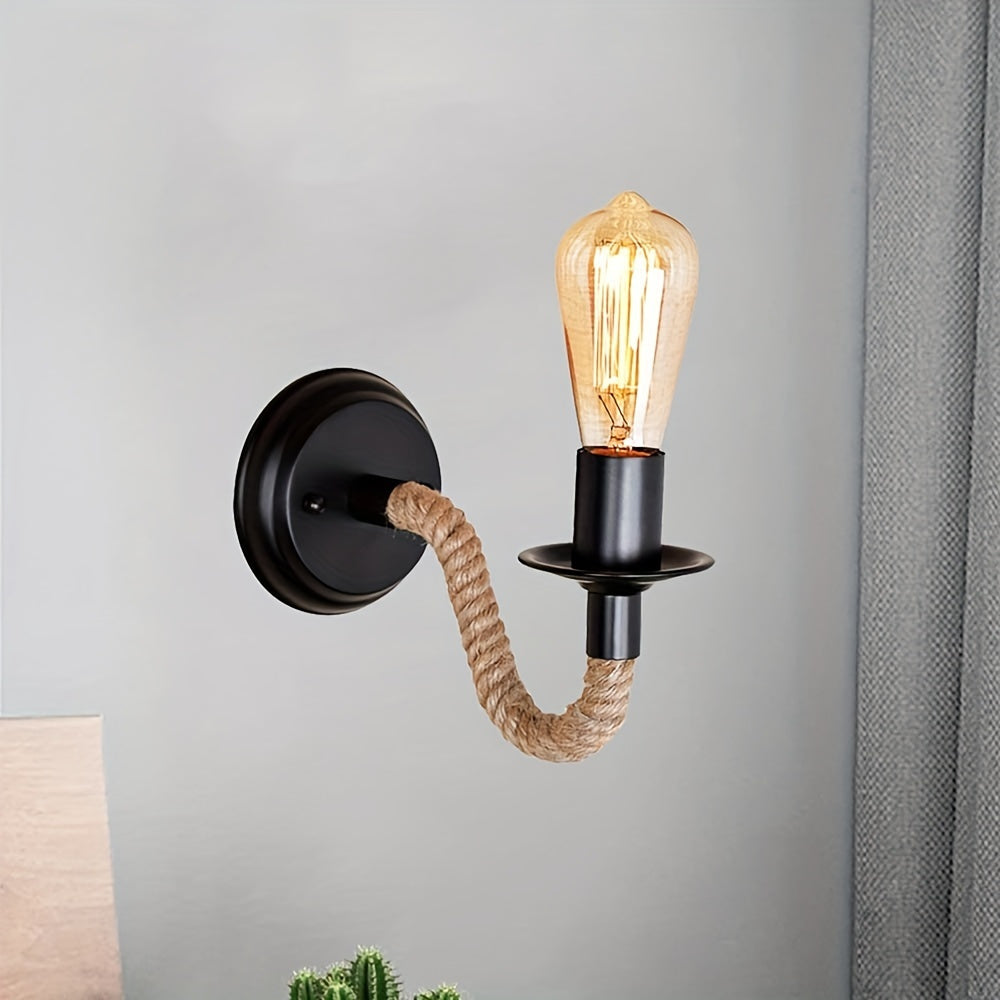 Vintage Rope Wall Light | Industrial-Style E27 Wall Sconce