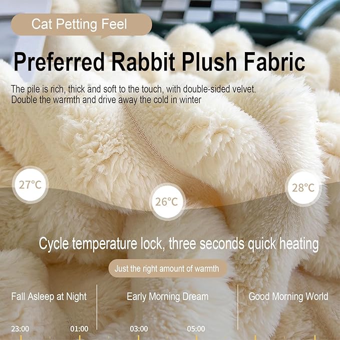 Faux Rabbit Fur Throw Blanket | Double-Sided Plush Comfort