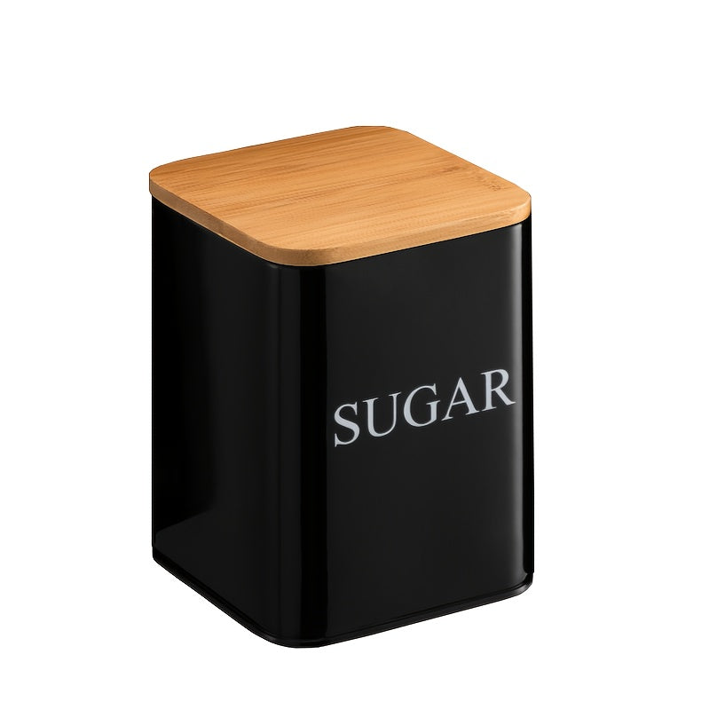 Bread Box Set with Tea, Coffee & Sugar Canisters | Bamboo Lid Kitchen Storage