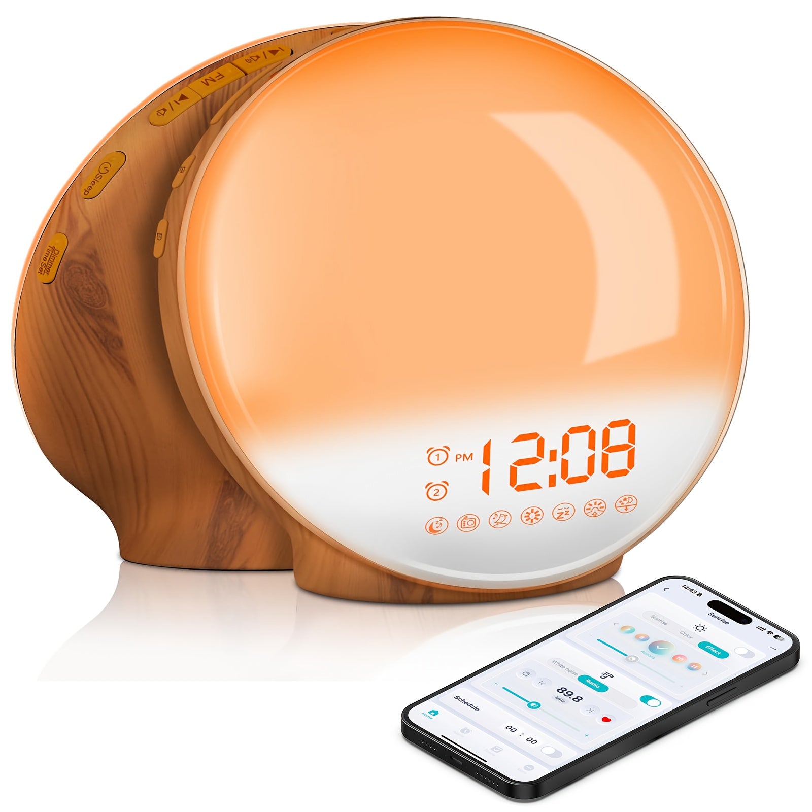 Smart Sunrise Wake-Up Alarm Clock | App-Controlled Light & Sound Simulation