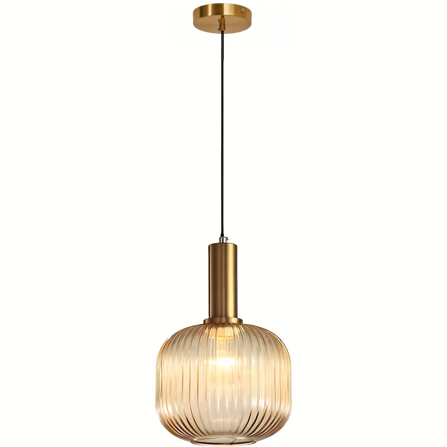 Modern Farmhouse Glass Pendant Light | Golden Finish | Kitchen Island Lighting