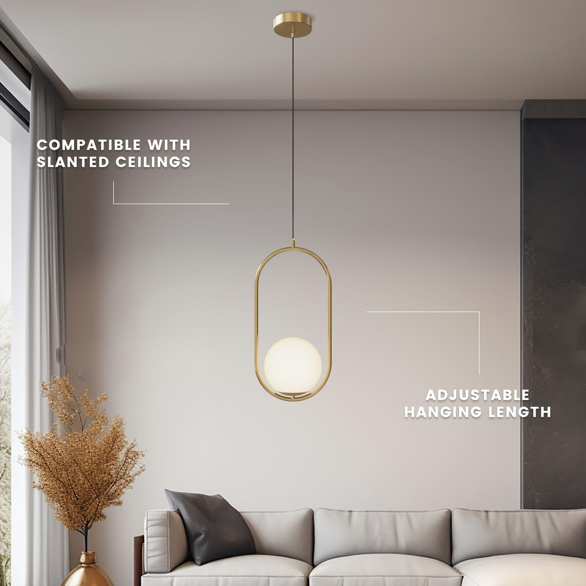 Modern Golden Pendant Chandelier | Minimalist Globe Hanging Light