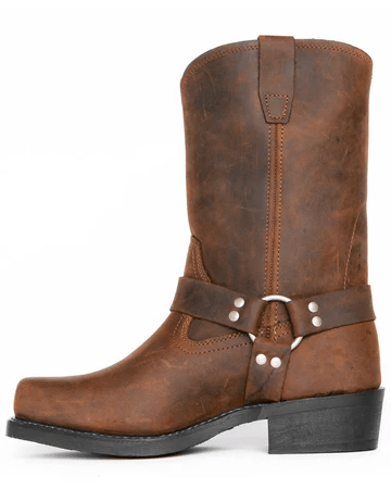 Mens Boots Harness Slip On PU Leather Motorcycle Boots