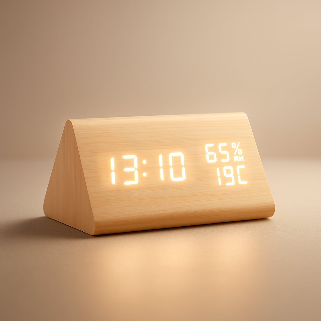 Digital LED Alarm Clock | Modern Wooden Design