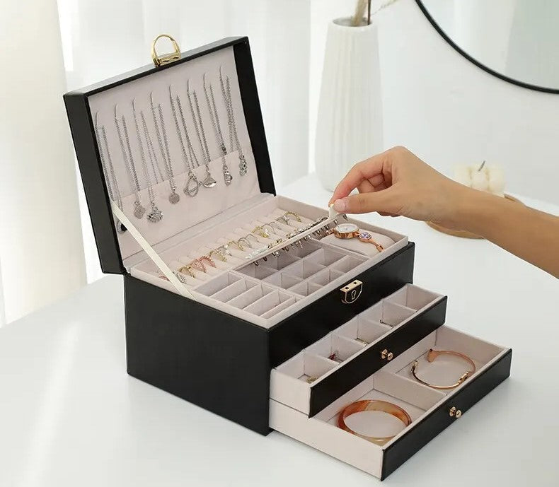 Multi-Layer Leather Jewelry Box | Rings, Necklaces & Bracelets | Organized Storage