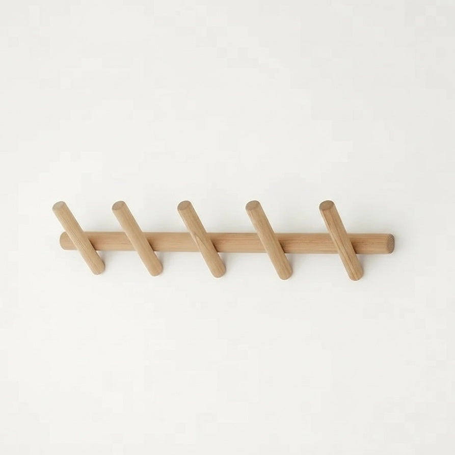 Maeve | Wall-Mounted Oak Coat & Hat Rack (5 Hooks)