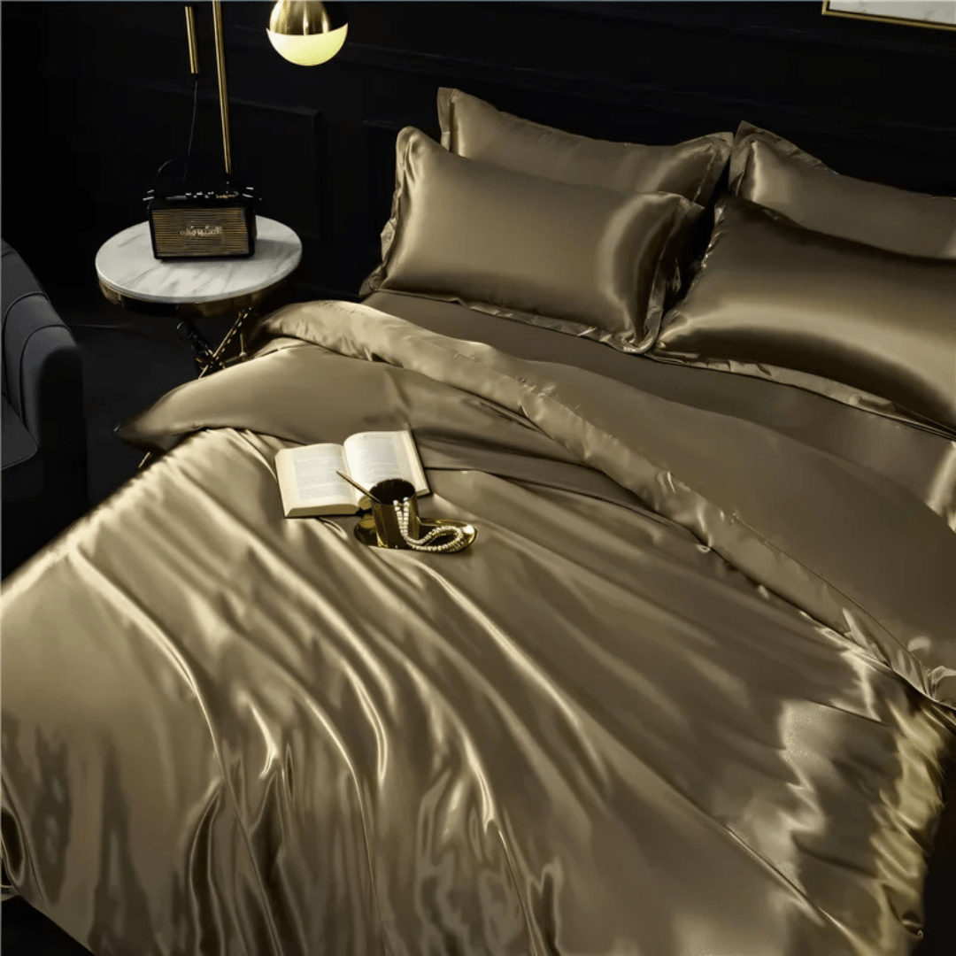 Bedding Set Satin Bed Sheets Soft Cooling Queen King Set