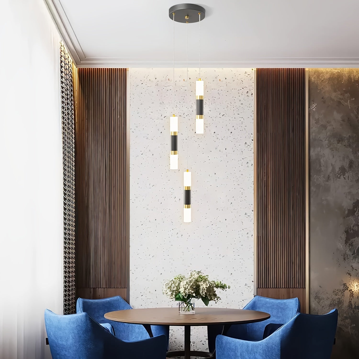 Modern Black & Gold Mini Pendant Light | 2-Light & 3-Light Dimmable LED Fixtures