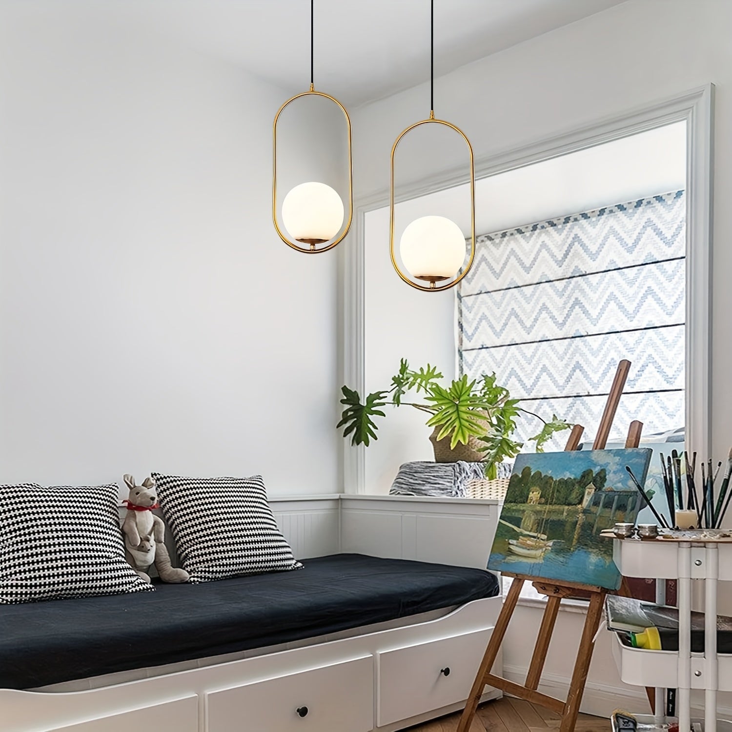 Modern Golden Pendant Chandelier | Minimalist Globe Hanging Light