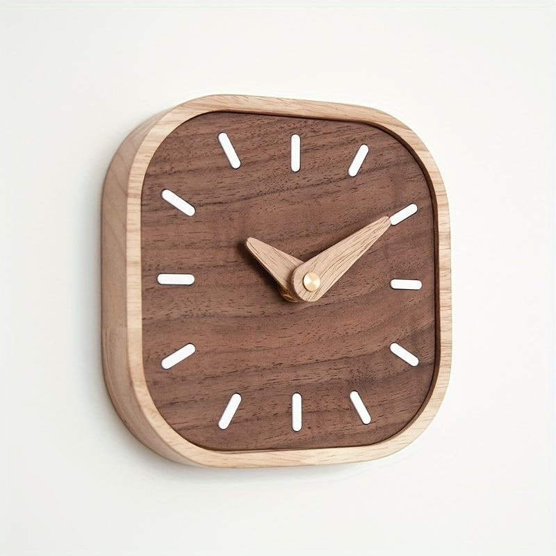 Silent Wooden Table Clock | Solid Walnut & Oak Design