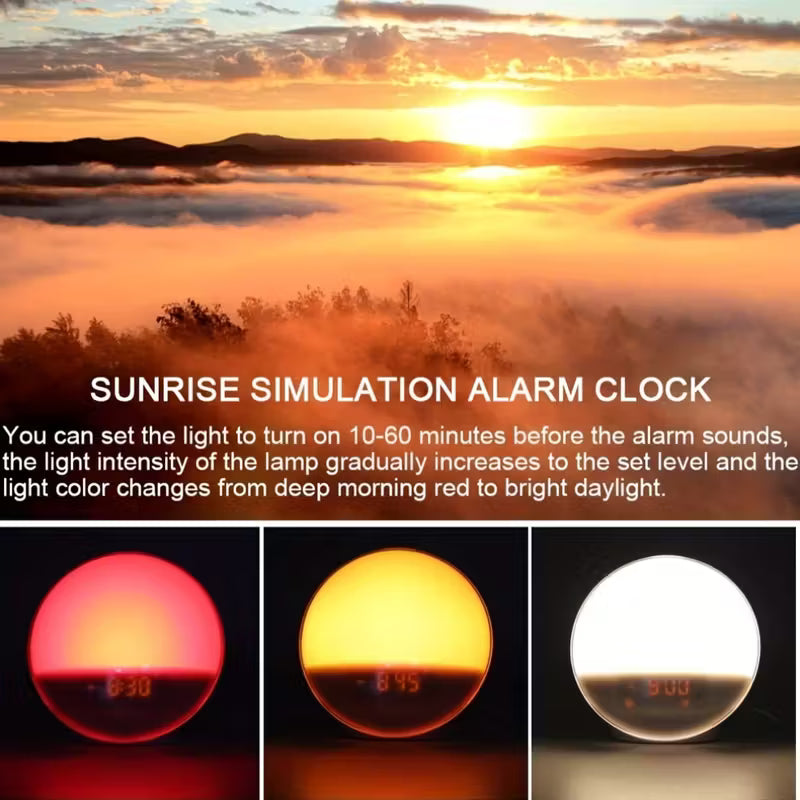 Smart Sunrise Wake-Up Alarm Clock | App-Controlled Light & Sound Simulation