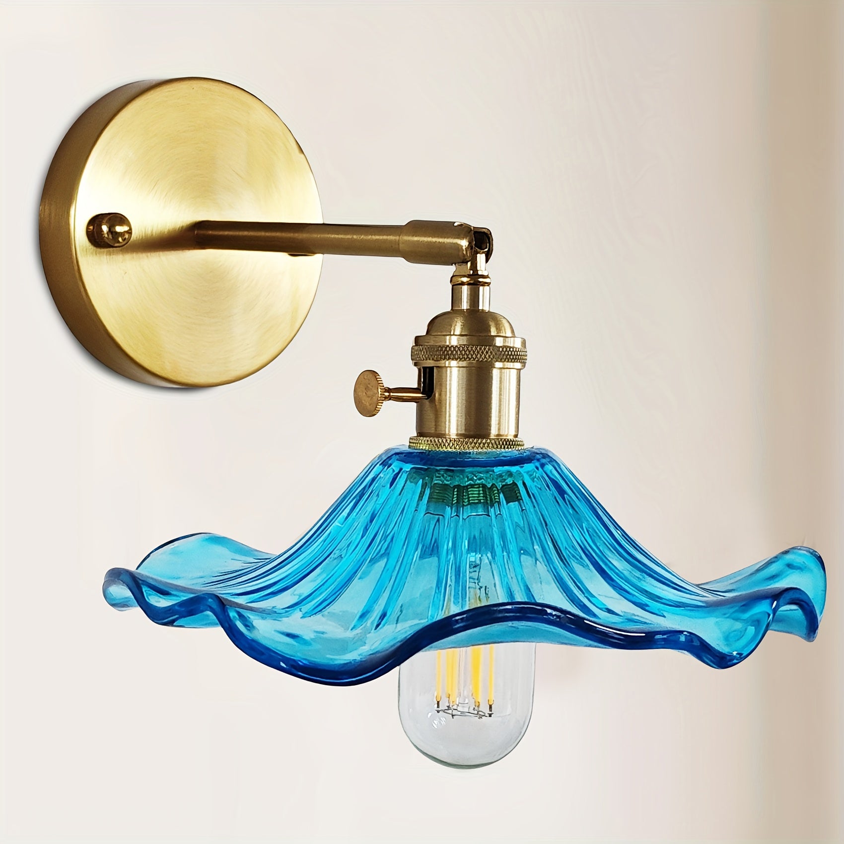 Nordic Glass Wall Sconce | Curved Shade Vintage Wall Light