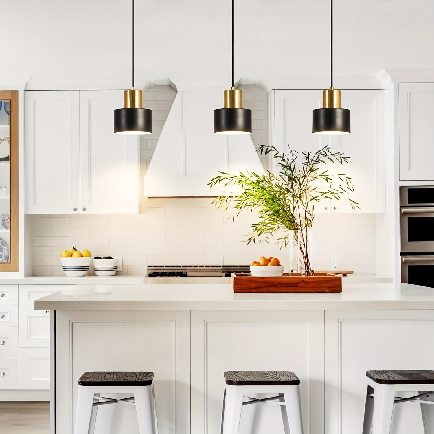 Modern Black & Gold Pendant Light | Adjustable Height E27 Fixture