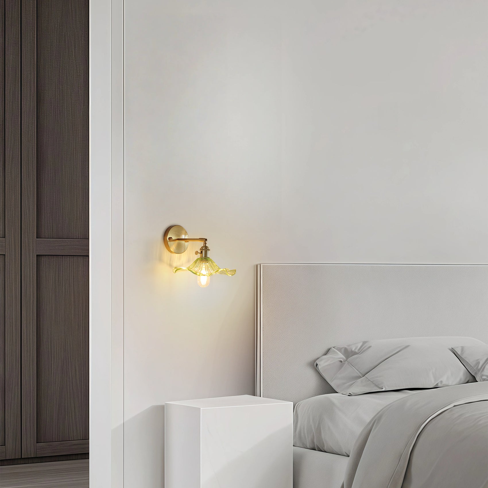 Nordic Glass Wall Sconce | Curved Shade Vintage Wall Light