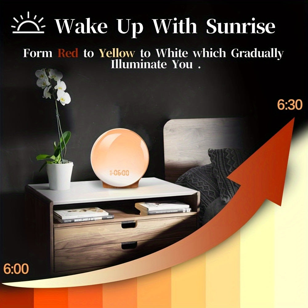 Smart Sunrise Wake-Up Alarm Clock | App-Controlled Light & Sound Simulation
