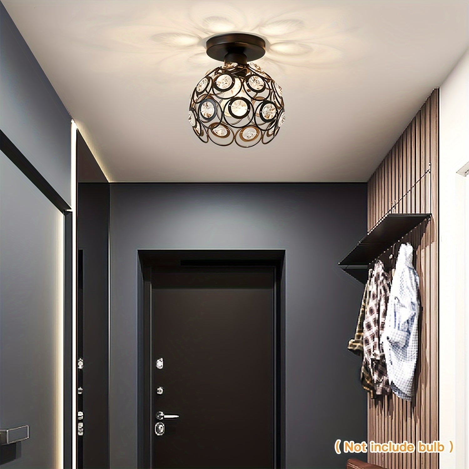 Crystal Semi-Flush Ceiling Light | Modern Polished Metal Chandelier