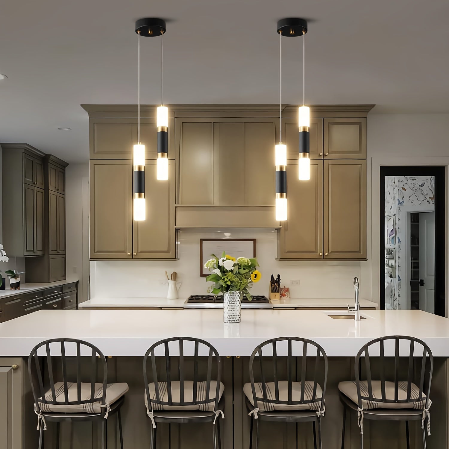 Modern Black & Gold Mini Pendant Light | 2-Light & 3-Light Dimmable LED Fixtures