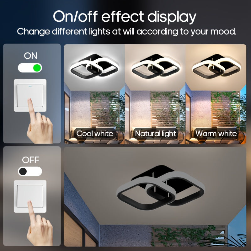 Modern Square LED Ceiling Light | 3-Colour Dimmable with Wall Control