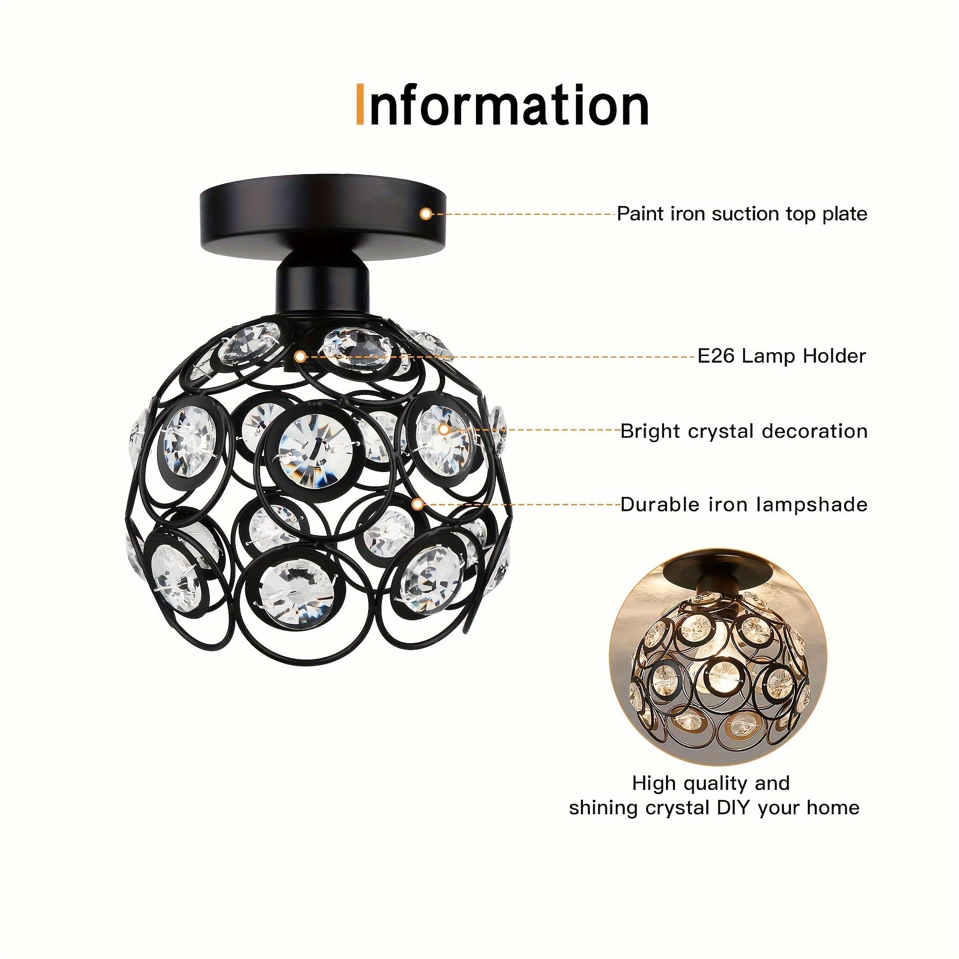 Crystal Semi-Flush Ceiling Light | Modern Polished Metal Chandelier