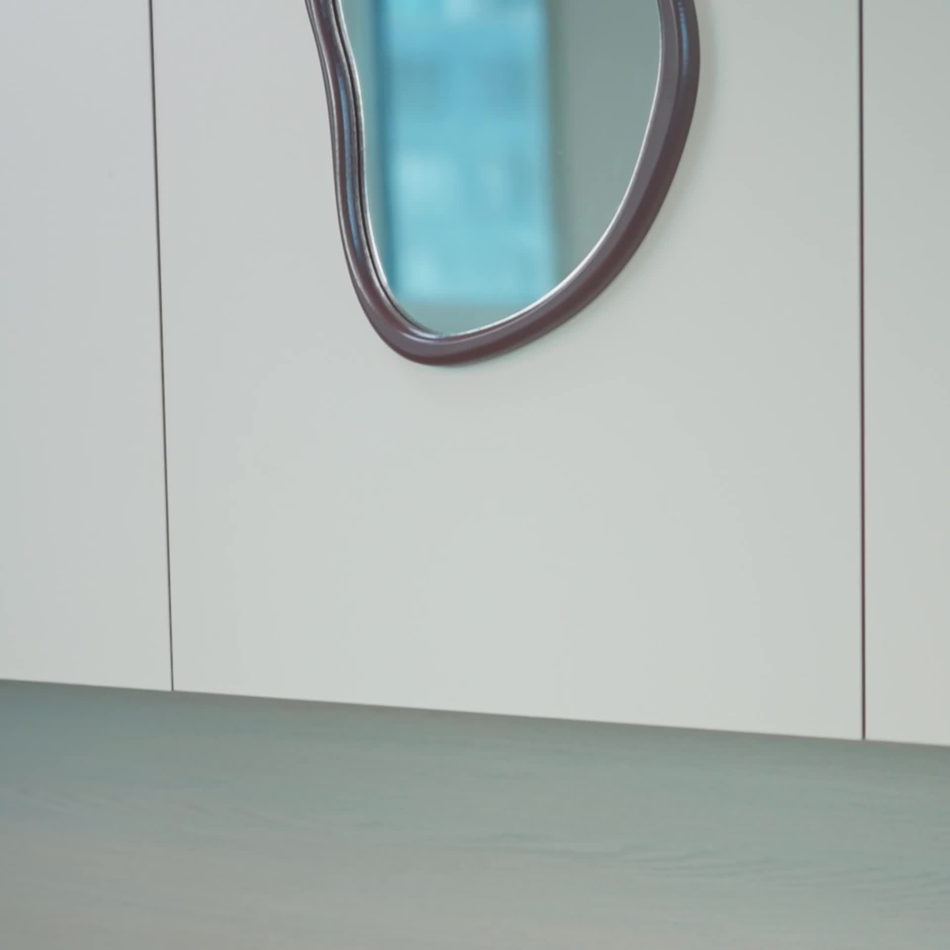 Vintage Irregular Wall Mirror | Wooden Frame Makeup Mirror