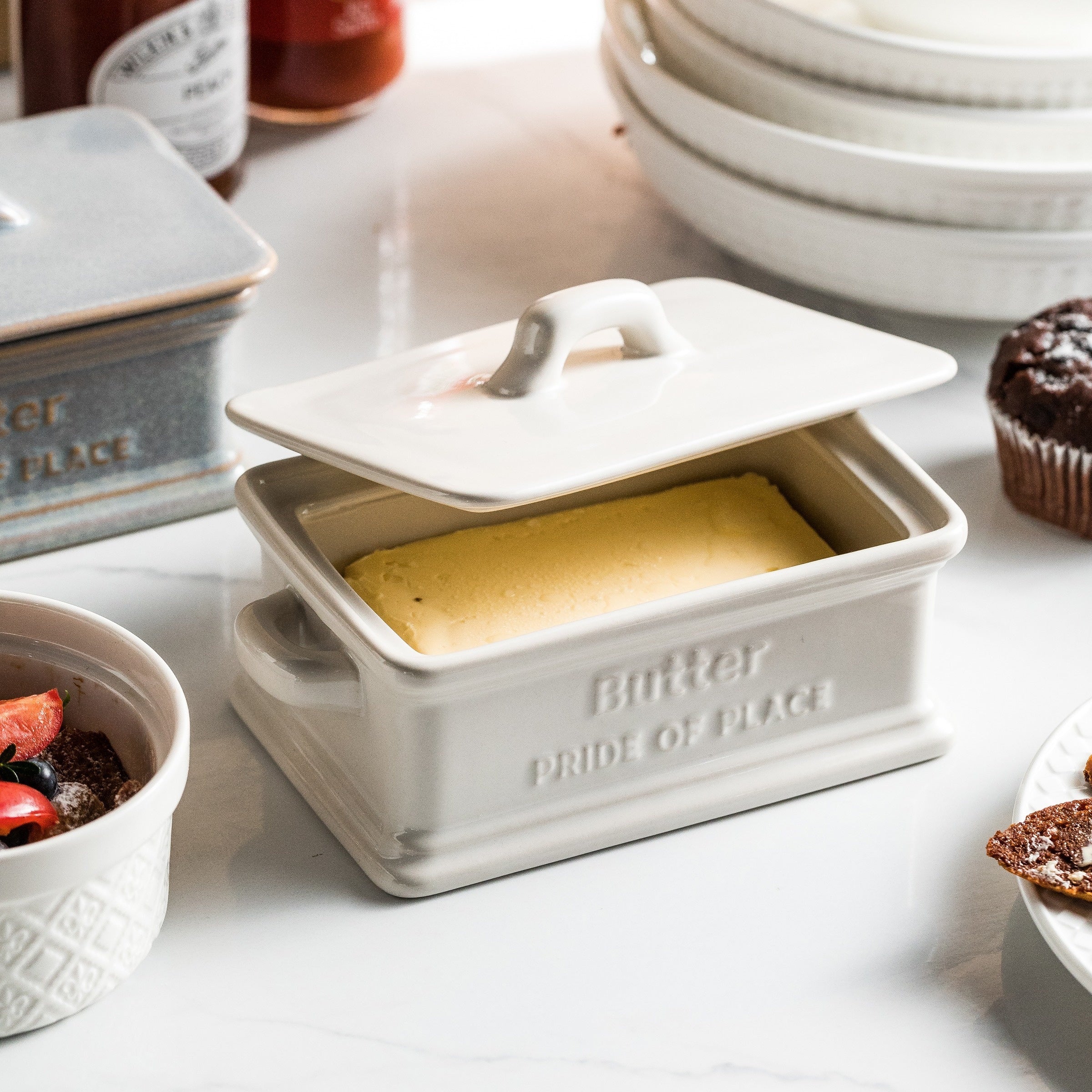 Pride of Place Ceramic Butter Dish | Farmhouse Butter Keeper with Lid