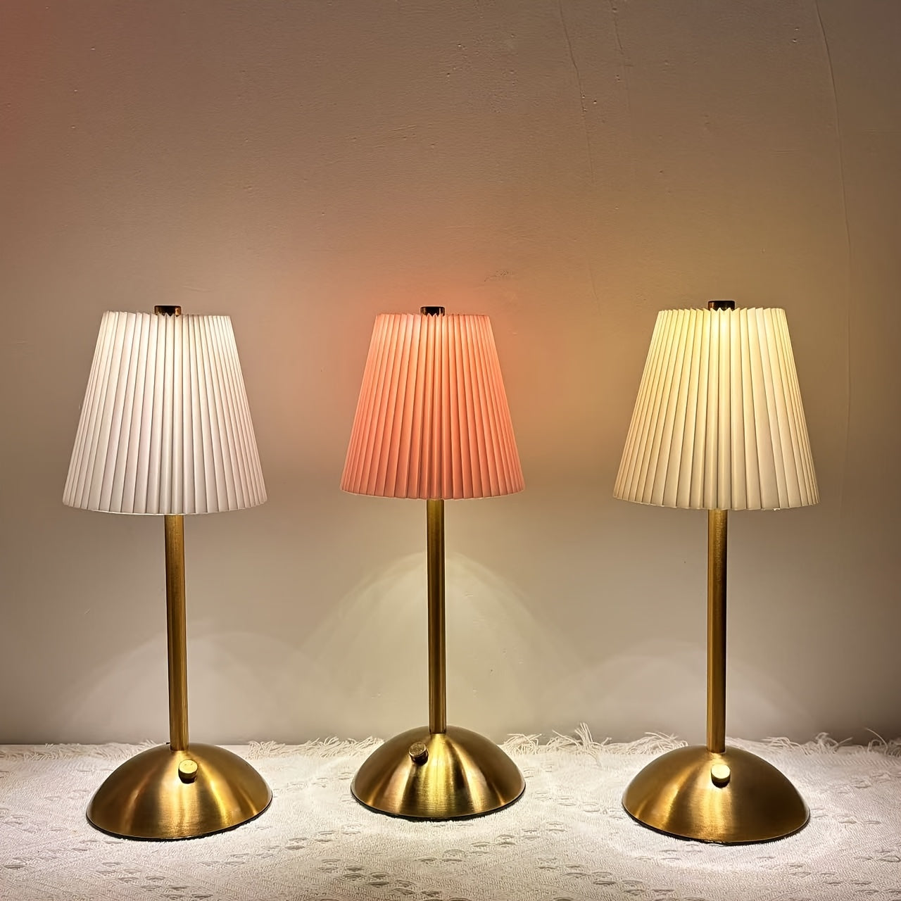 Modern Pleated LED Table Lamp | Touch Control & Rechargeable