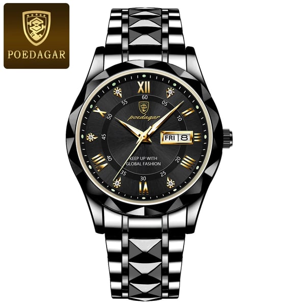 Men’s Stainless Steel Quartz Watch 41mm with Luminescent Hands & Date