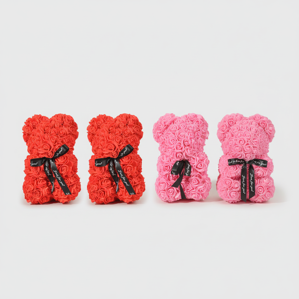 Foam Rose Hugging Decorative Plush Bear